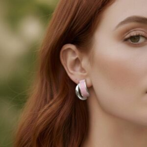 گوشواره میناکاری حلقه ای پاستیلی