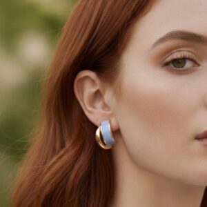 گوشواره میناکاری حلقه ای پاستیلی