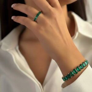 ست انگشتر و دستبند زمرد باگت