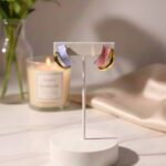 گوشواره میناکاری حلقه ای پاستیلی