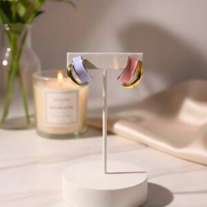 گوشواره میناکاری حلقه ای پاستیلی