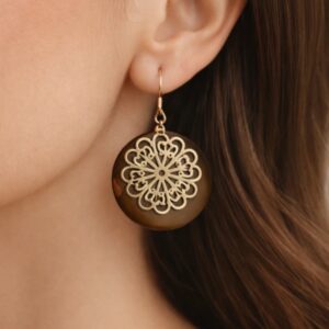 گوشواره زنانه طرح گل رزین