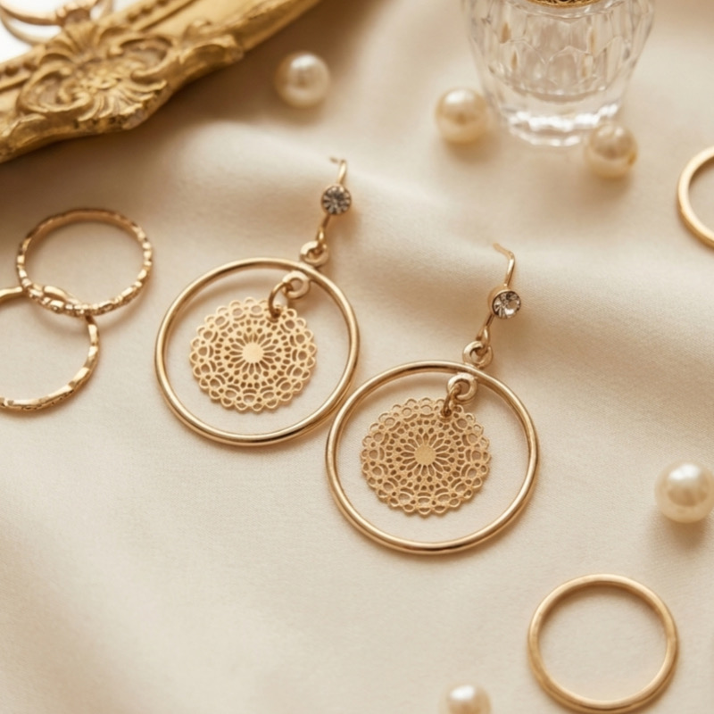 گوشواره زنانه آویز دایره‌ ای