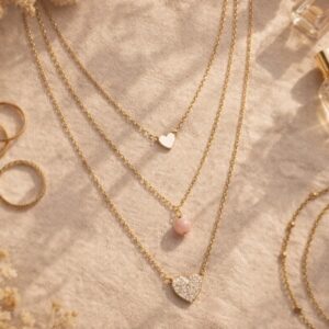 گردنبند زنانه مدل سه لاین قلب