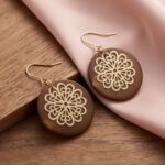 گوشواره زنانه طرح گل رزین