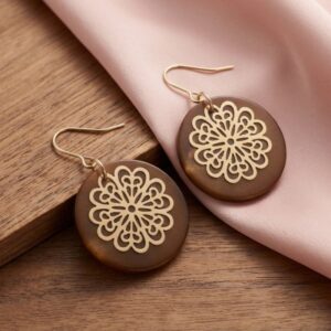 گوشواره زنانه طرح گل رزین