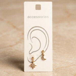 پک گوشواره زنانه طرح ماه و ستاره