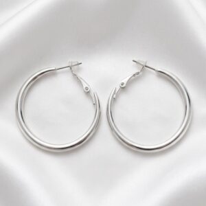 گوشواره حلقه ای زنانه نقره ای