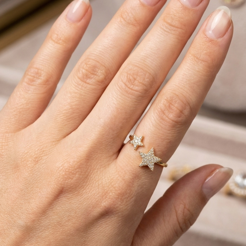 انگشتر زنانه طرح ستاره
