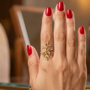 انگشتر زنانه طرح برگ زیتون