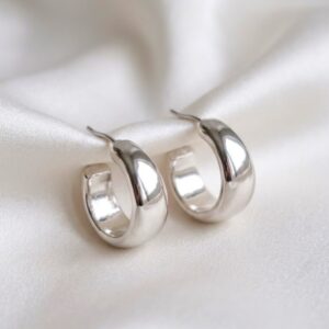 گوشواره حلقه ای زنانه نقره ای سایز کوچک کد 10
